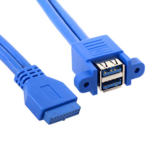 JSER Stackable USB 3.0 Female Panel Type to Motherboard 19Pin 20Pin Header Cable 5Gbps Dual Ports 50cm - Image 4