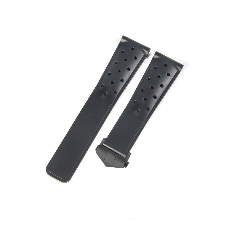 Generic Tag Heuer Carrera F1 Silicone Strap 22mm Black-Black Buckle-Z5(2.0) 