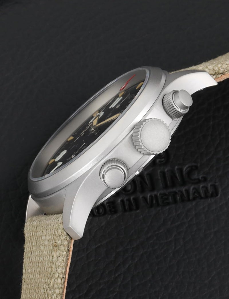 TACTICAL FROG Militado ML1868 39mm Military Chronograph Watch Sapphire Crystal VK67 Quartz Watches for Men 100M Waterproof, Green Canvas Strap - Image 4