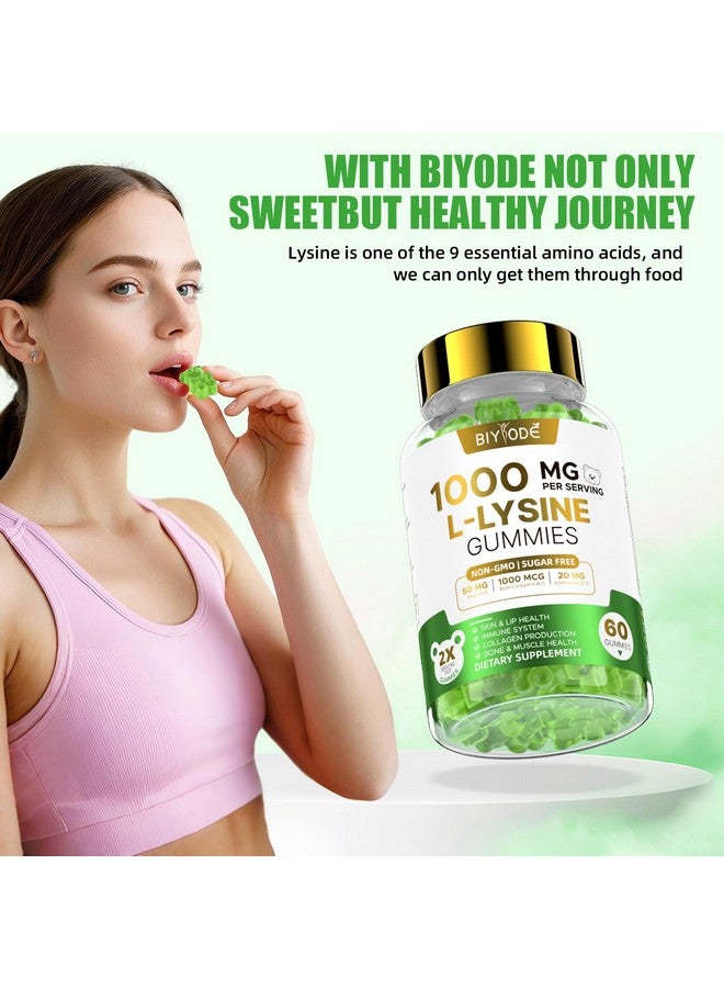 BIYODE جيلي L-لايسين 1000 ملغ: راحة فموية ودفاع مناعي وصحة جلدية فموية مع الكولاجين وفيتامين C والزنك خالي من السكر وغير معدّل وراثيًا بنكهة البطيخ الطبيعية قائم على البكتين 60 جيلي 30 يومًا من الإمدادات - Image 5