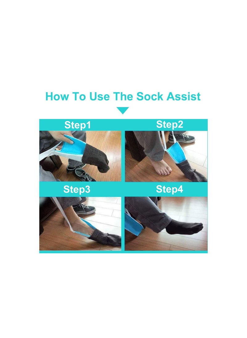 SYOSI - Sock Aid Kit, Sock Aide Device for Seniors with Adjustable Shoe Horn, Flexible Sock Helper Easy on Easy Off, Sock Assist Device for Elderly, Pregnant, Hip Surgery Recovery Aids(2 Pack) - Image 1
