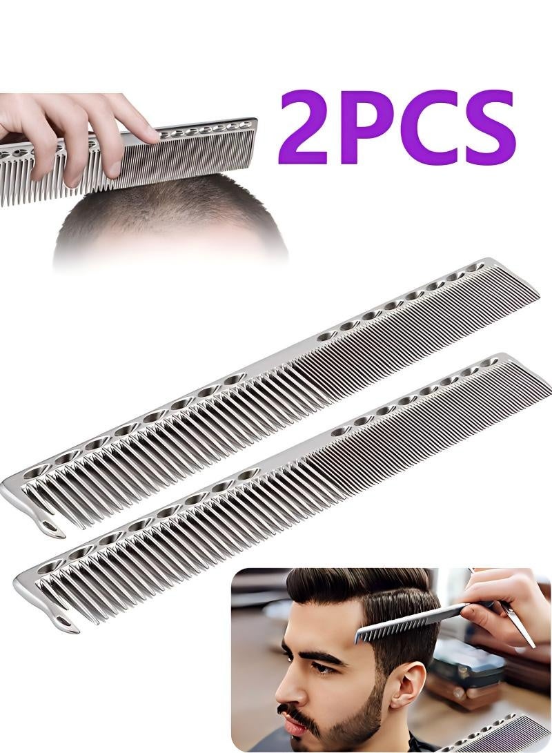 Styling Comb 2pcs Professional Stainless Steel Haircut Comb Salon Hairdressing Comb Styling Tool For All Hair Types Fine and Wide Tooth Hair Barber Comb (transparent color) - Image 1