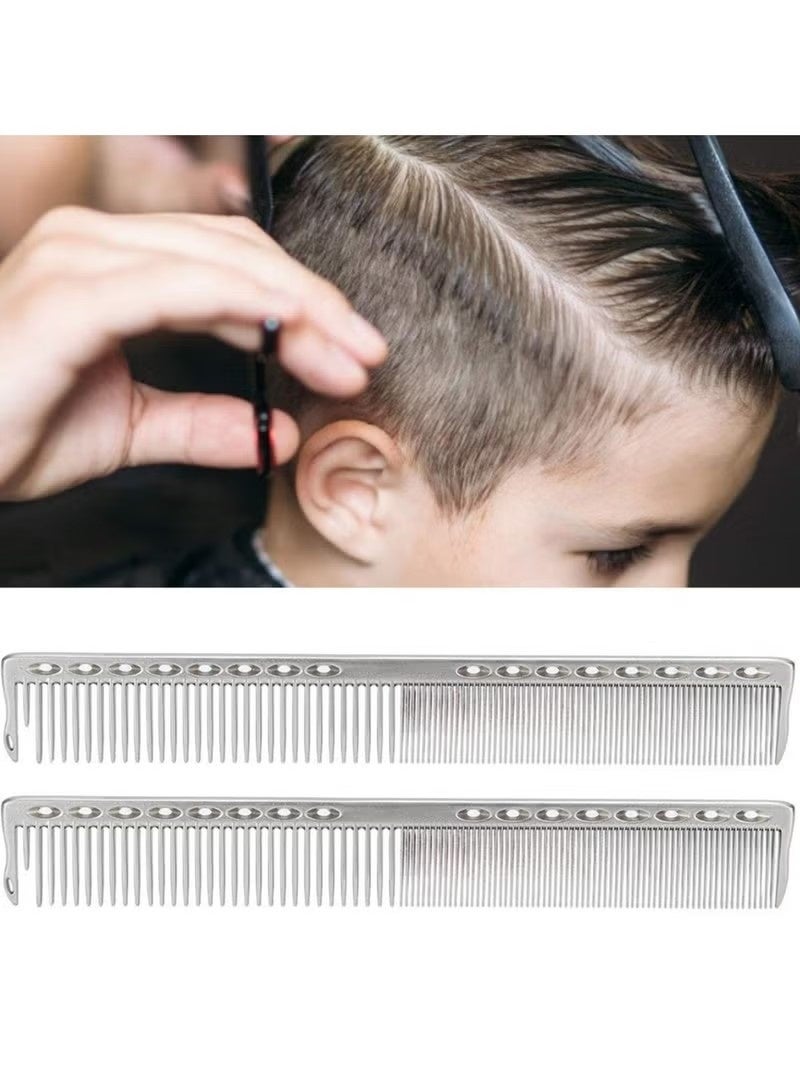 Styling Comb 2pcs Professional Stainless Steel Haircut Comb Salon Hairdressing Comb Styling Tool For All Hair Types Fine and Wide Tooth Hair Barber Comb (transparent color) - Image 2
