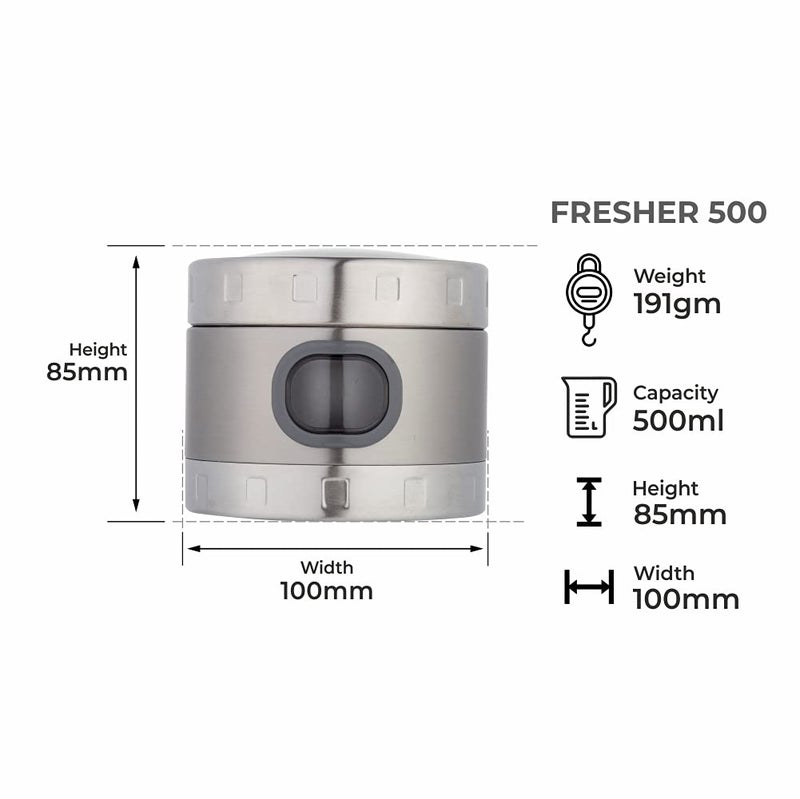 DUBBLIN Stainless Steel Storage jar container Fresher screw lid transparent visible window food safe steel Storage container 500 ml, 1 Piece, Silver - Image 3
