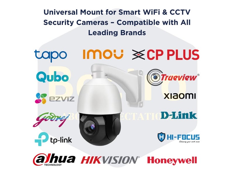 Bectro مشبك/حامل تركيب عمود كاميرا CCTV PTZ مع 3 حلقات من الفولاذ المقاوم للصدأ بقطر 200 مم، للاستخدام الداخلي والخارجي، متوافق عالميًا مع كاميرات بدقة من 1MP إلى 12MP - Image 4