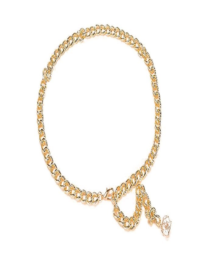 Vritraz Women And Girl Fashion Metal Stretchable Gold Plated Belly Chain Waist Belt Jewellery kamarband Waistband PinkHeart - Image 1