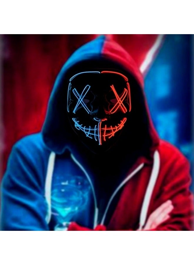 Light Up Mask LED Mask EL Wire Scary Mask for Festival Party,Masquerade Cosplay Light Up Face Mask - Image 1