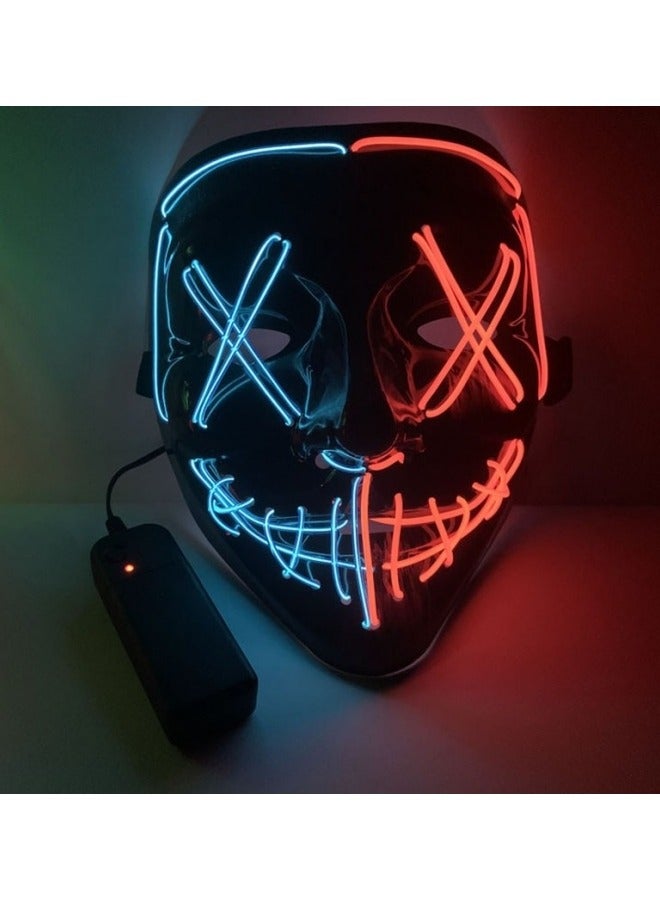 Light Up Mask LED Mask EL Wire Scary Mask for Festival Party,Masquerade Cosplay Light Up Face Mask - Image 4