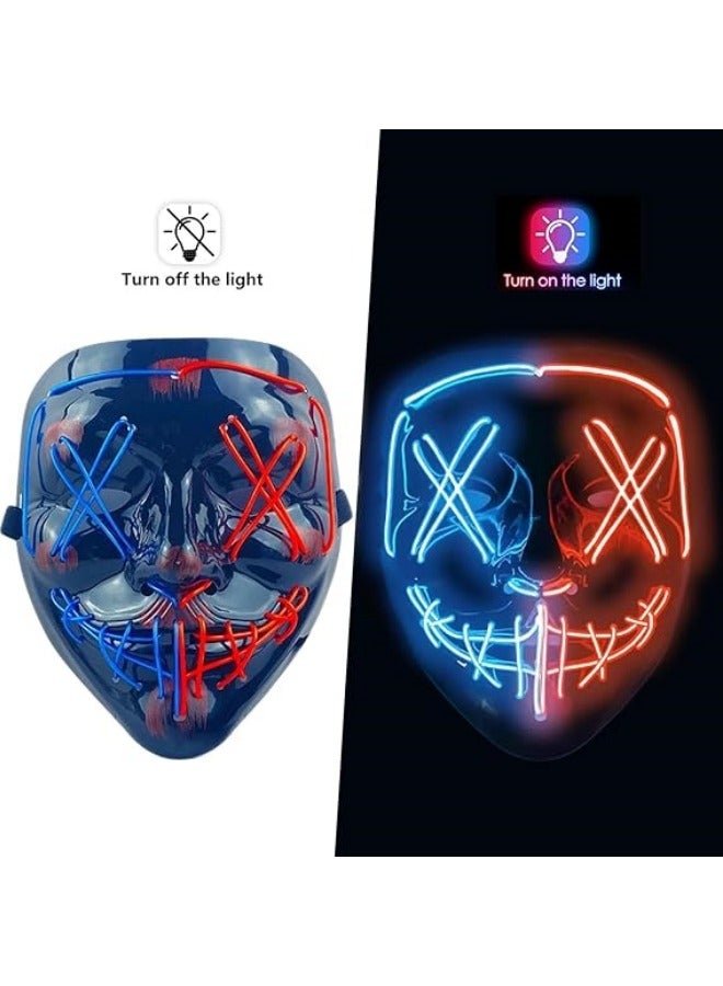 Light Up Mask LED Mask EL Wire Scary Mask for Festival Party,Masquerade Cosplay Light Up Face Mask - Image 2