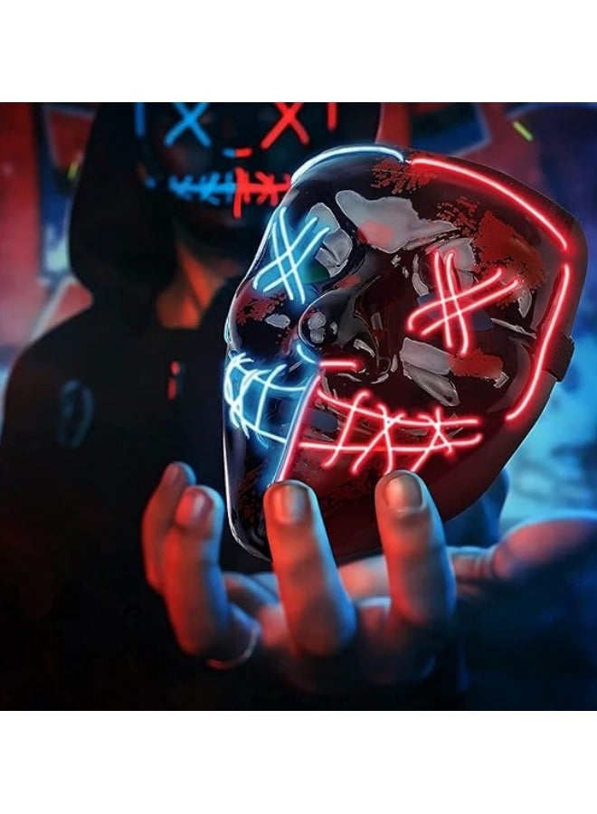 Light Up Mask LED Mask EL Wire Scary Mask for Festival Party,Masquerade Cosplay Light Up Face Mask - Image 5
