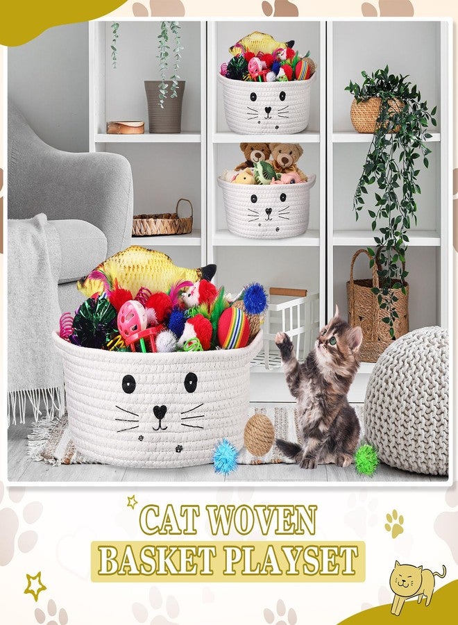 زوبيل مجموعة ألعاب هدايا سلة تخزين القطط من زوبيل، 58 قطعة، كرات ملونة وامضة، كرات جرس للحيوانات الأليفة، كرات خشخشة، ألعاب زنبركية تجذب القطط للضرب والمطاردة، تفاعلية للحيوانات الأليفة (أبيض، 9.8 بوصة) - Image 5