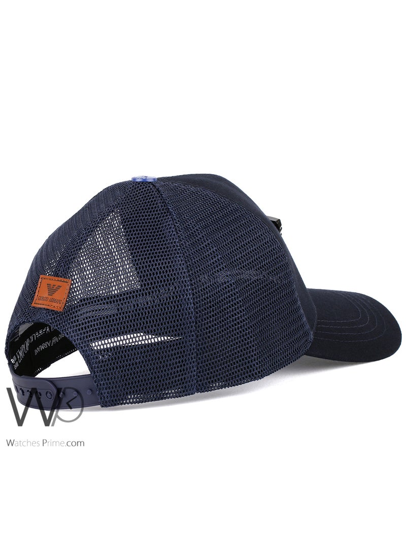 GIORGIO ARMANI Giorgio Armani Trucker Mesh Cap Navy Blue Color Cotton Hat For Men  - Image 2
