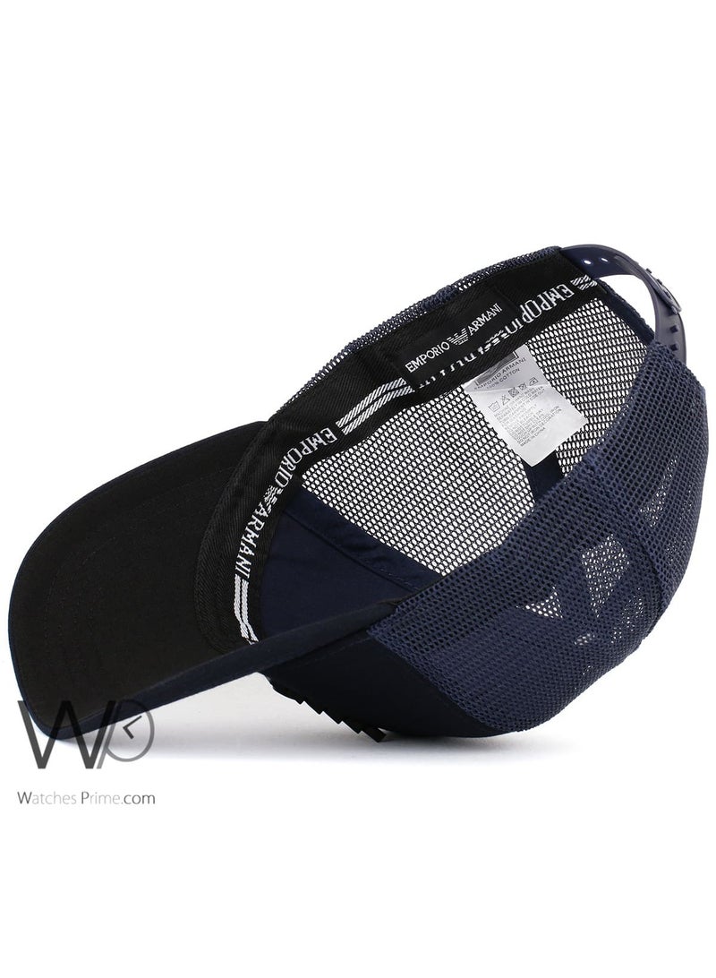 GIORGIO ARMANI Giorgio Armani Trucker Mesh Cap Navy Blue Color Cotton Hat For Men  - Image 5