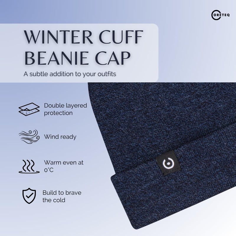 CORETEQ قبعة شتوية صوفية للرجال والنساء - قبعة ملانج برباط - ناعمة ومريحة ودافئة - قبعة شتوية أنيقة من الصوف - أكريليك - Image 3