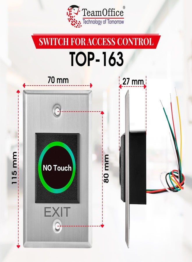 مكتب الفريق مفتاح خروج بدون لمس للمكاتب الجماعية للتحكم في الوصول | مخرج NO/NC/COM | مؤشر LED مزدوج (أزرق وأخضر) لرؤية واضحة في الإضاءة المنخفضة | مخرج صحي بدون لمس للمكاتب والمستشفيات - Image 3