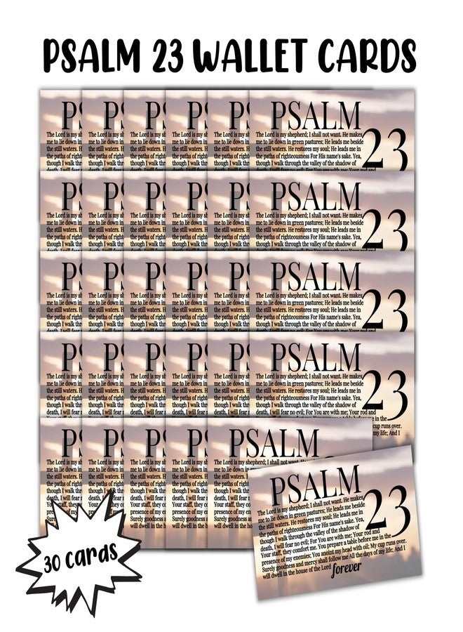 Lashicorn Psalms 23 Bible Verse Wallet Card 30pk 3.5x2” The Lord is My Shepherd Fear Worry Pocket Bulk Encouragement Gift Colorful Cross Minimalist Church Members Hand Outs - Image 2