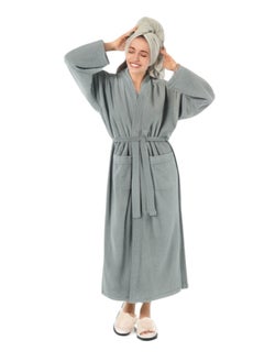 دكتور النووم أرواب حمام وملابس استرخاء فاخرة - روب حمام رمادي داكن للكبار - امتصاص عالي للماء، ناعم للغاية، خفيف الوزن، مصنوع من أجود أنواع الفليس الكورالي - أكمام واسعة أنيقة وطول مثالي لاسترخاء فائق  - Image 1