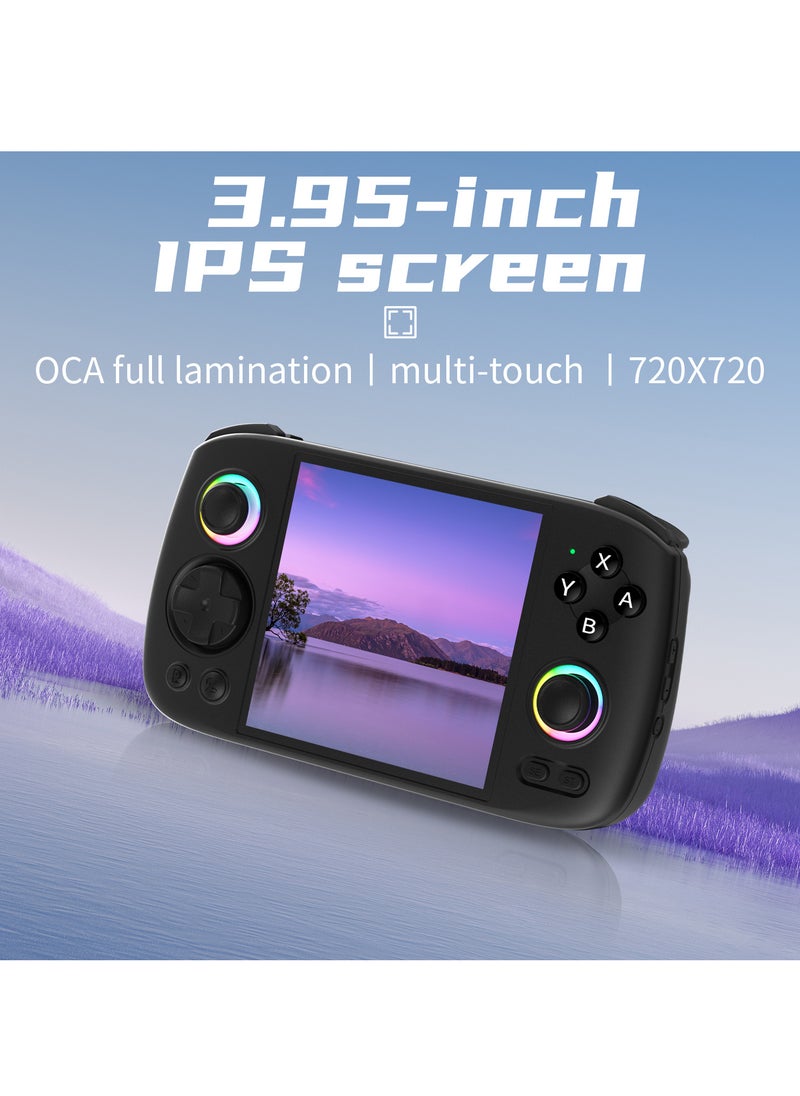 ANBERNIC  - ANBERNIC RG Cube Retro Handheld Game Console 64bit Android 13 Unisoc T820 3.95 Inch IPS Screen Hall Joystick RGB lighting effect (Black) - Image 1