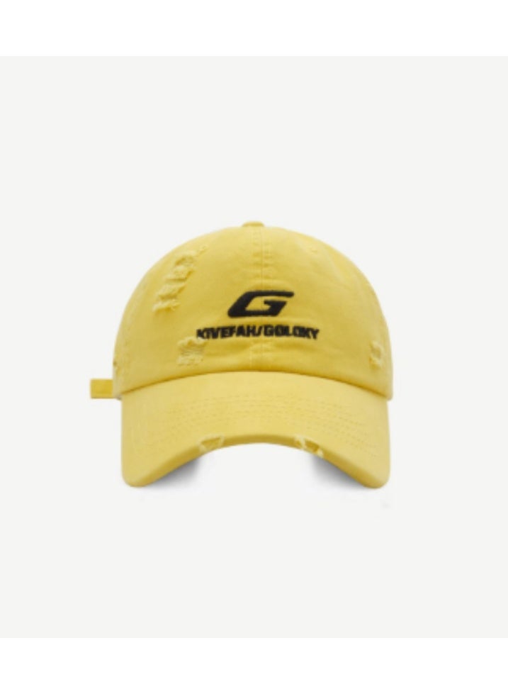 Yellow Distressed Baseball Cap with "GIVEFAN/GLORY" Logo  60-65cm