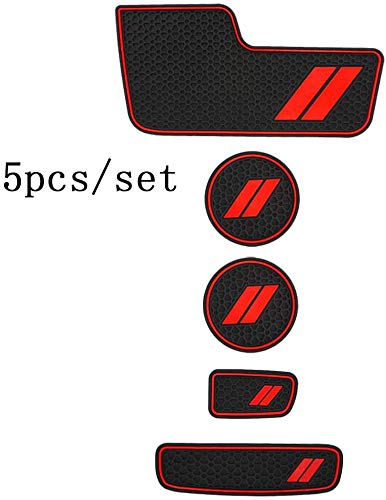 Auprite Anti Dust Mats for Durango Accessories 2014-2020, Custom fits Cup Holder Liners Mats Center Console Liners for Dodge Interior Accessories(Red/5Pcs) - Image 2