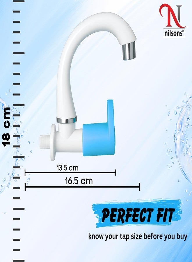 NILSONS 2 Pcs Sink Cock Tap | Prime Series Blue Plastic Wall Mount Kitchen Sink Faucet | Heavy Duty, Leak-Proof, 360° Swivel Spout, Easy Installation | Modern Water Tap for Kitchen, Bathroom - Image 4