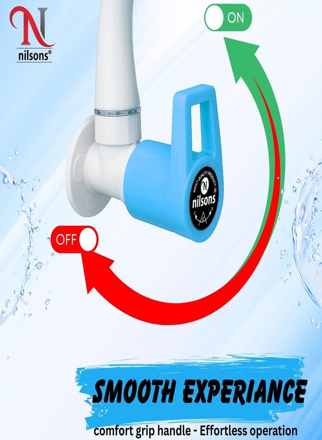 NILSONS 2 Pcs Sink Cock Tap | Prime Series Blue Plastic Wall Mount Kitchen Sink Faucet | Heavy Duty, Leak-Proof, 360° Swivel Spout, Easy Installation | Modern Water Tap for Kitchen, Bathroom - Image 5