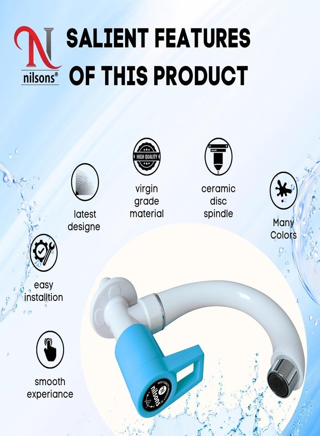 NILSONS 2 Pcs Sink Cock Tap | Prime Series Blue Plastic Wall Mount Kitchen Sink Faucet | Heavy Duty, Leak-Proof, 360° Swivel Spout, Easy Installation | Modern Water Tap for Kitchen, Bathroom - Image 3