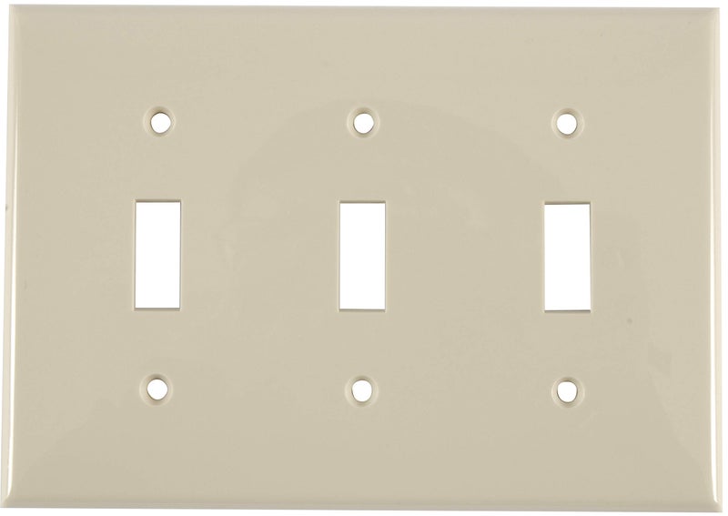 Power Gear Triple Wall Plate Cover, 3 Gang, Light switch cover, 6.5” x 4.5”, Outlet Covers, Screws Included, Light Almond, 50167 - Image 1