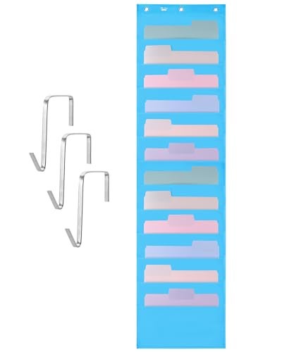 Mr. Pen Mr Pen Hanging Wall File Organizer 12 Pocket Blue 3 Overdoor Hangers Included Over The Door File Organizer Hanging Folder Organizer Hanging File Organizer for Wall Folder Organizer - Image 1