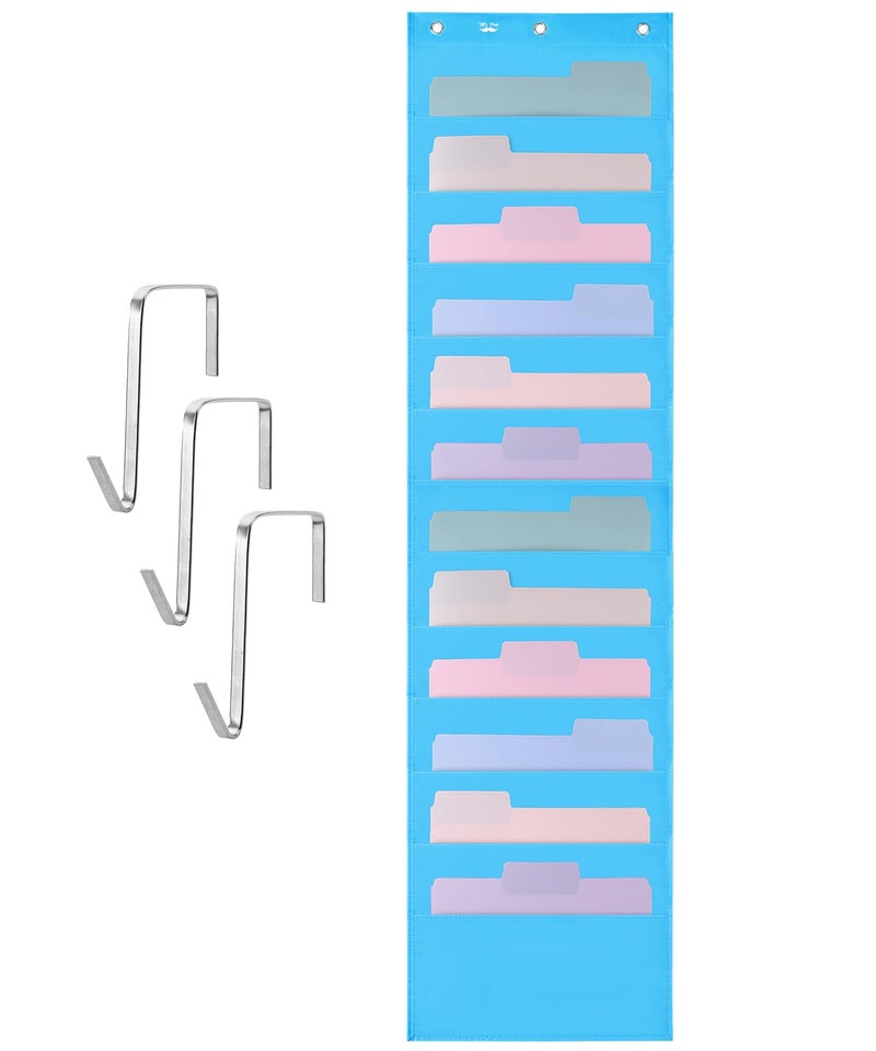 Mr. Pen Mr Pen Hanging Wall File Organizer 12 Pocket Blue 3 Overdoor Hangers Included Over The Door File Organizer Hanging Folder Organizer Hanging File Organizer for Wall Folder Organizer - Image 2