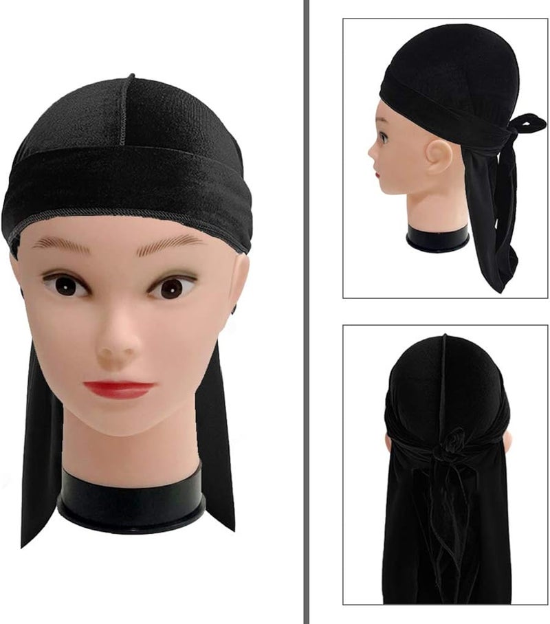 كلاراكو باندانا مخملية للرجال والنساء، غطاء رأس دوراج، قبعة قرصان حريرية ملفوفة - Image 4