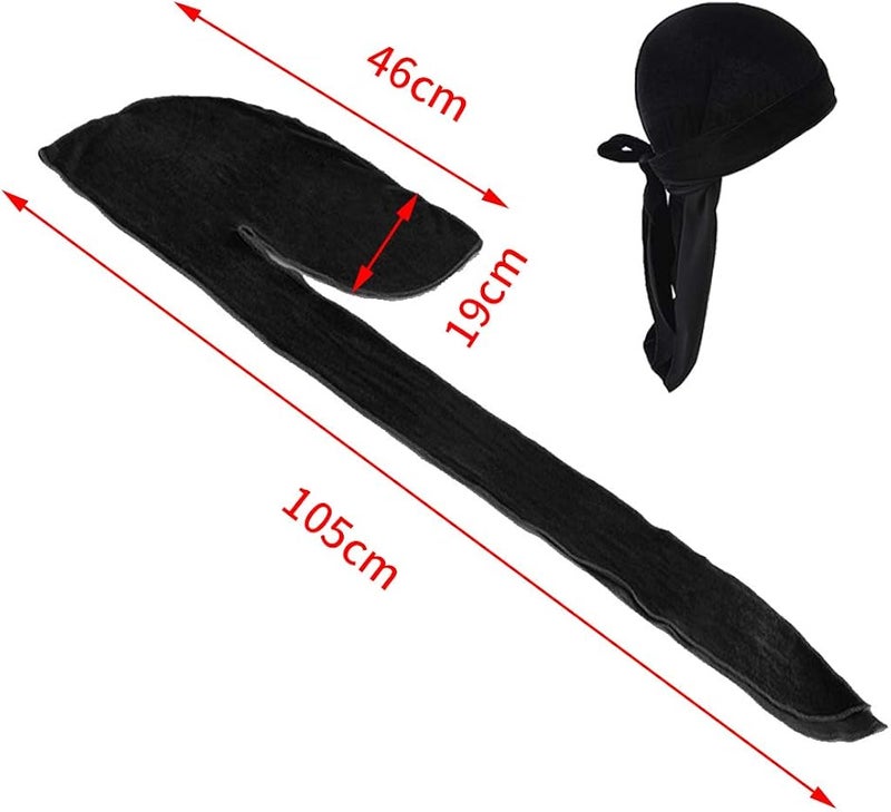 كلاراكو باندانا مخملية للرجال والنساء، غطاء رأس دوراج، قبعة قرصان حريرية ملفوفة - Image 3