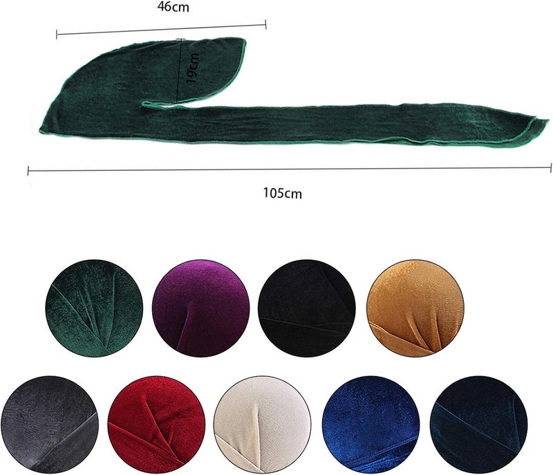 كلاراكو باندانا مخملية للرجال والنساء، غطاء رأس دوراج، قبعة قرصان حريرية ملفوفة - Image 1