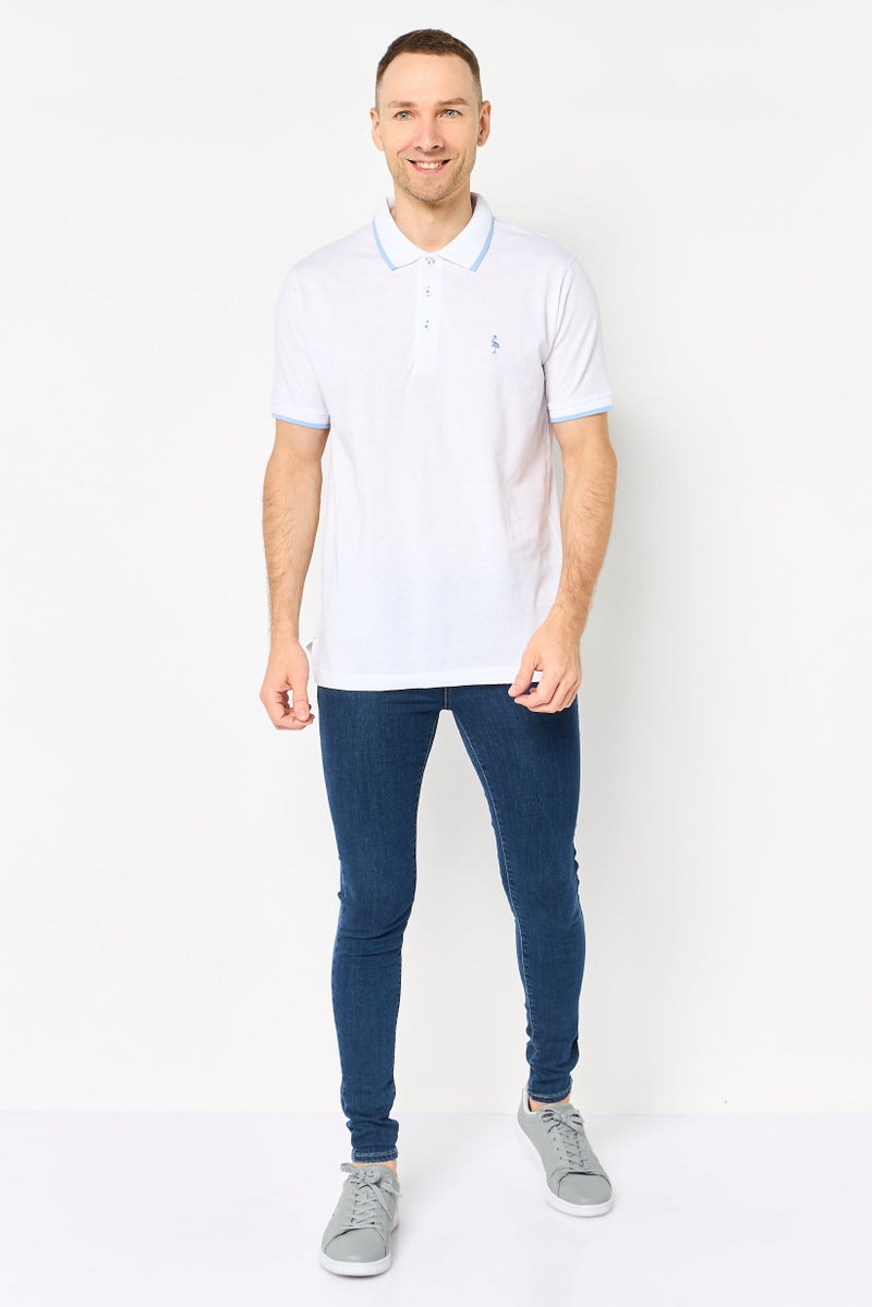 Tailorbyrd Men Regular Fit Embroidered Logo Short Sleeve Polo Shirt, White - Image 2