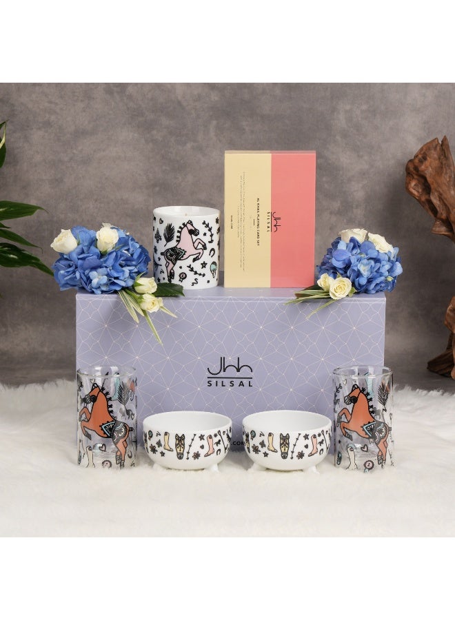 Ferns N Petals Elegant Gift Box With Playing Cards Bowl Candle N Glass 