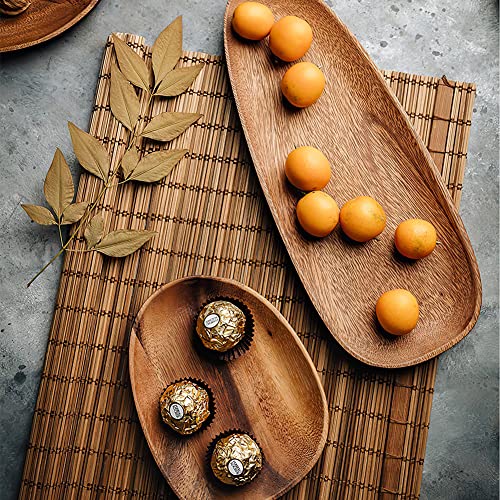 AOOSY Wood Serving Tray, Wooden Serving Platters Set for Serving Food, Fruit, Vegetable, Meat Breakfast Lunch Dinner in Bed Decorative Bread Plates Party Wood Serving Board, Set of 4 - Image 3