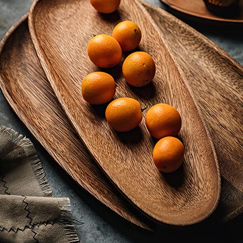 AOOSY Wood Serving Tray, Wooden Serving Platters Set for Serving Food, Fruit, Vegetable, Meat Breakfast Lunch Dinner in Bed Decorative Bread Plates Party Wood Serving Board, Set of 4 - Image 4