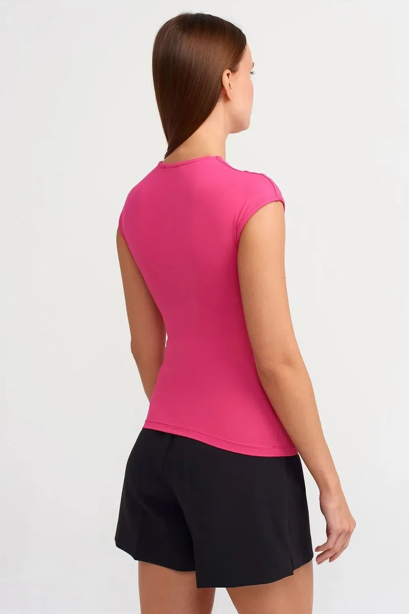 Dilvin Bright Pink DILVIN Women's Slim Fit Crew Neck T-Shirt for Women | Best Price UAE