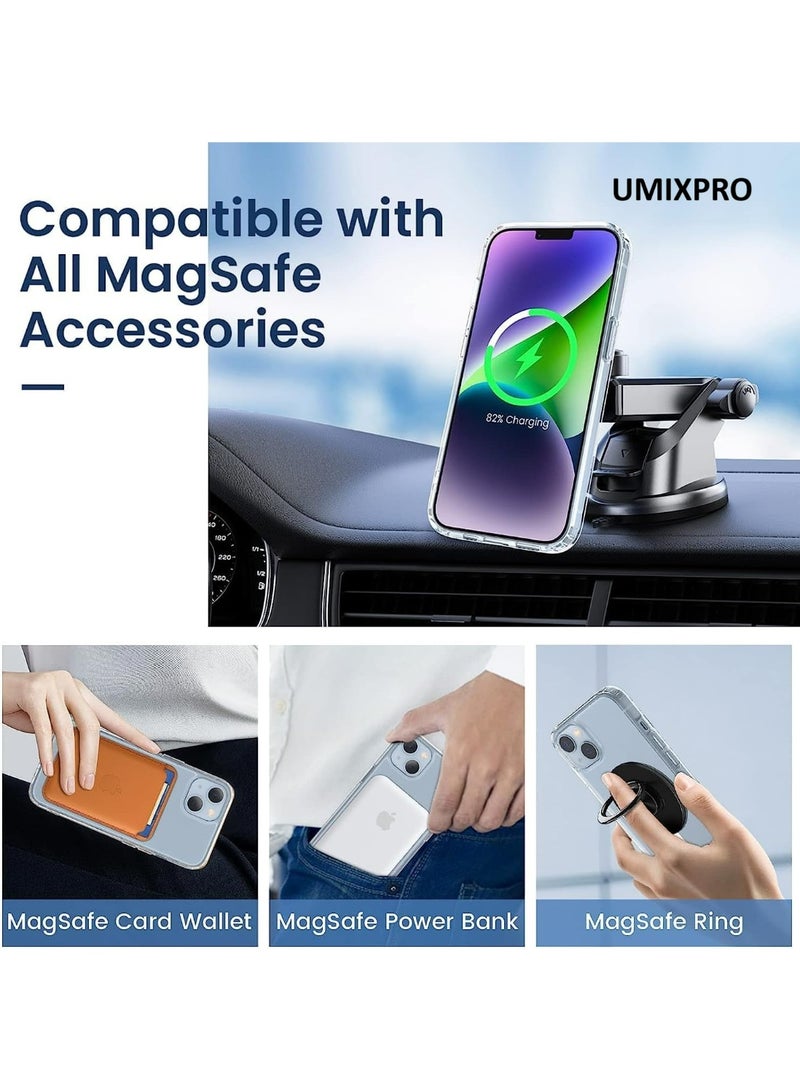 UMIXPRO Magnetic Case for iPhone 13 mini 5.4-Inch, MagSafe Compatible, Shockproof Clear Back Bumper Cover - Image 2