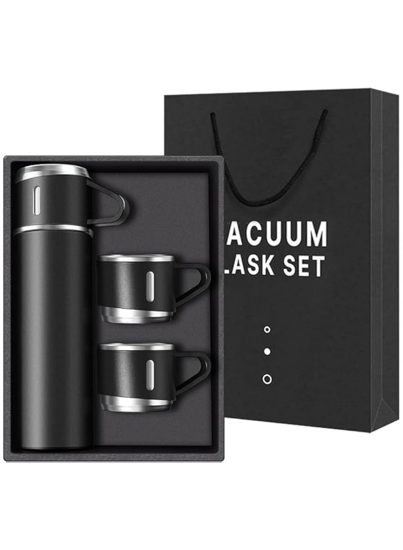 Stainless Steel Vacuum Flask Set with 3 Cups - Image 1