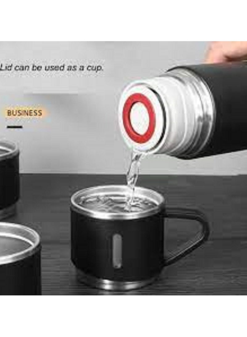 Stainless Steel Vacuum Flask Set with 3 Cups - Image 3