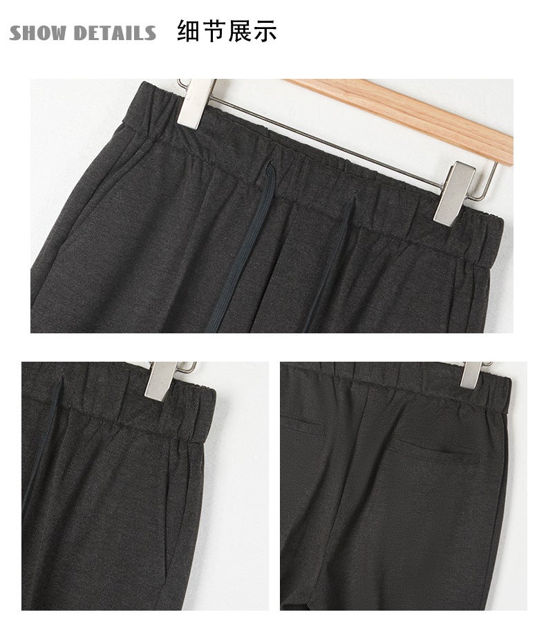 College Style Student Drawstring Nine-Point Casual Pants Boys Small Trousers Slim-Fit Straight Casual Pants Men'S Black Pants - Image 5