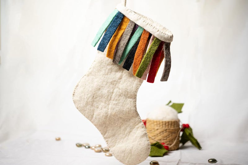 dekulture De Kulture Handmade Premium Wool Felt Multicolor Christmas Stocking Eco Friendly Needle Felted Stuffed Ideal for Home Office Decoration Holiday Decor 62x07x1299 LWH Inches - Image 2