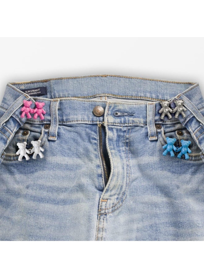 2 قطعة زر جينز، دبوس زر جينز قابل للتعديل، أبازيم خصر زخرفية قابلة للفصل، لا تحتاج إلى خياطة، سهلة التركيب، زر فوري لتعديل الخصر وتثبيته للسراويل، دب وردي - Image 3