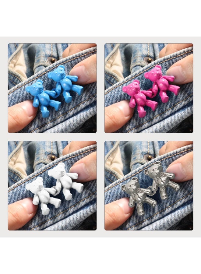 2 قطعة زر جينز، دبوس زر جينز قابل للتعديل، أبازيم خصر زخرفية قابلة للفصل، لا تحتاج إلى خياطة، سهلة التركيب، زر فوري لتعديل الخصر وتثبيته للسراويل، دب وردي - Image 4
