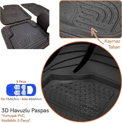 NKT GROUP Nokta Nissan Qashqai Compatible Pool 3D Floor Mat Set 5 Pcs
