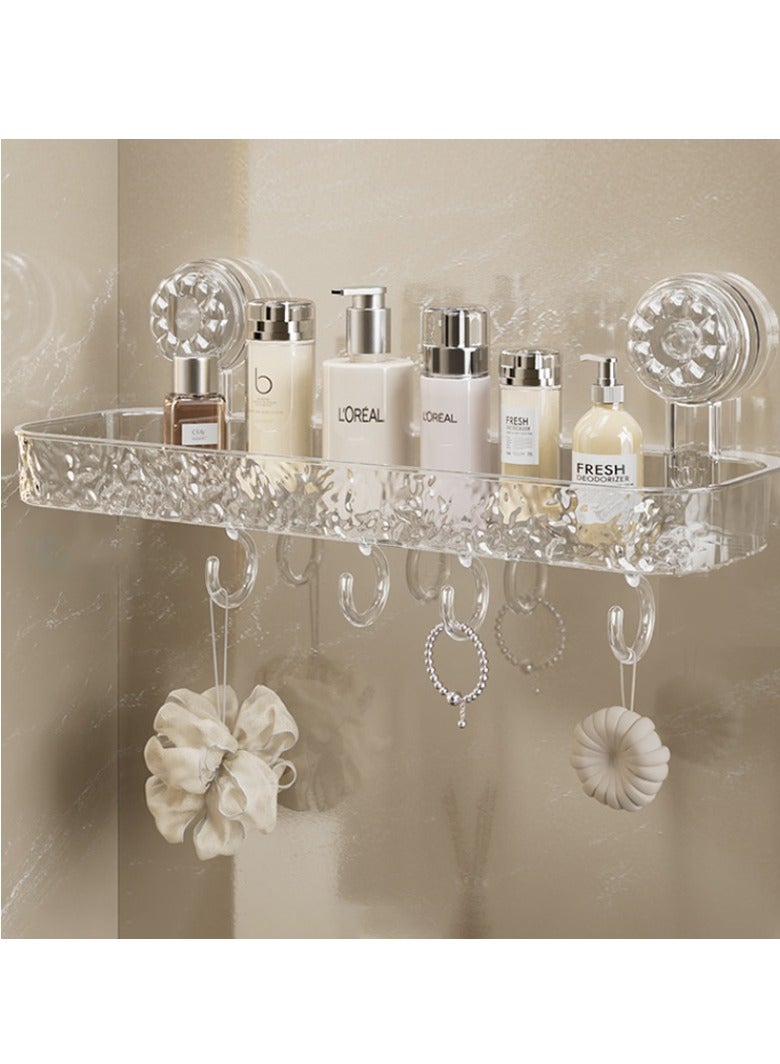 Hihonor Inline Suction Cup Shelf, Shelf With Hooks, Suitable For Bathroom Toilet Toilet Hand Washing Sink, Toilet On The Hole-Free Wall Wall Hanging (See Through To Understand) - Image 1