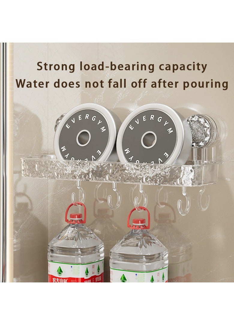 Hihonor Inline Suction Cup Shelf, Shelf With Hooks, Suitable For Bathroom Toilet Toilet Hand Washing Sink, Toilet On The Hole-Free Wall Wall Hanging (See Through To Understand) - Image 2