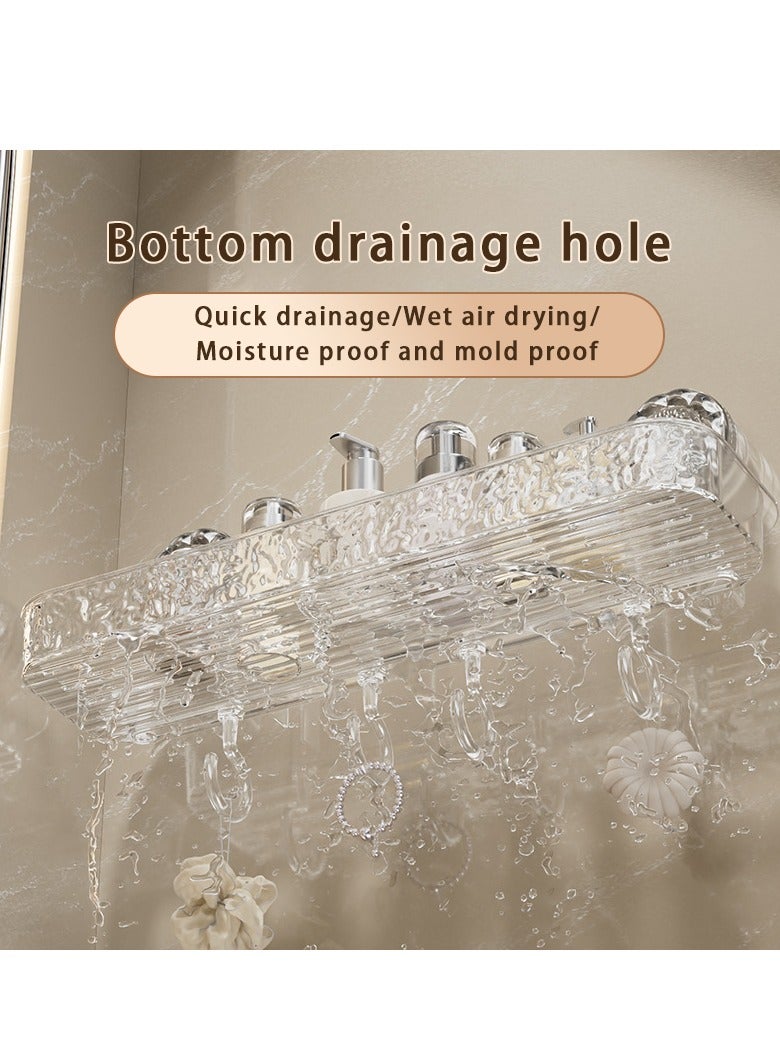 Hihonor Inline Suction Cup Shelf, Shelf With Hooks, Suitable For Bathroom Toilet Toilet Hand Washing Sink, Toilet On The Hole-Free Wall Wall Hanging (See Through To Understand) - Image 3