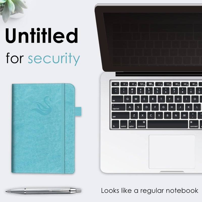 Jxselect Elegant Password Book with Alphabetical Tabs - Hardcover Password Book for Internet Website Address Login - 5.2" x 7.6" Password Keeper and Organizer w/Notes Section & Back Pocket (Turquoise) - Image 2